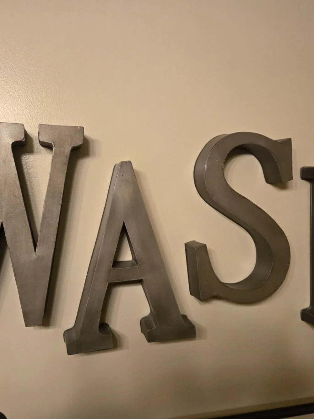 Pottery Barn WASH Metal Wall Letters Bathroom Decor Retired Set of 4